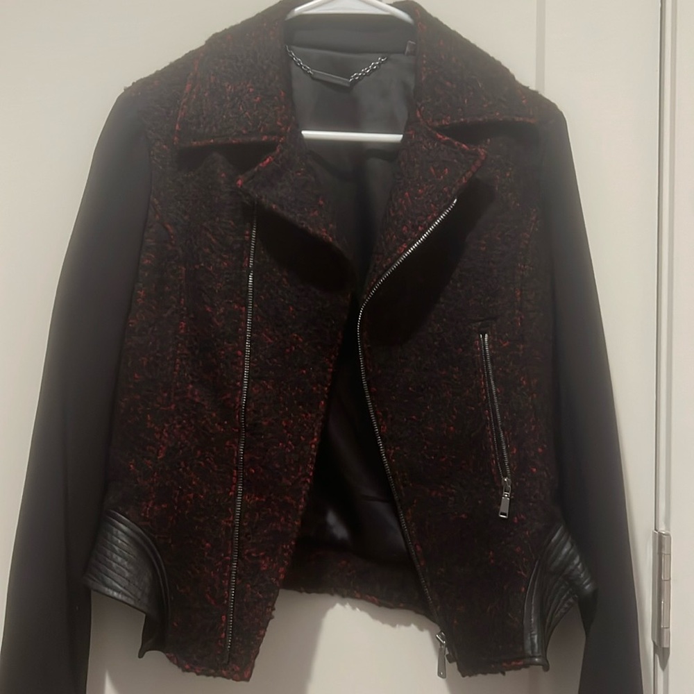 Brand New Elie Tahari Tweed Leather Jacket